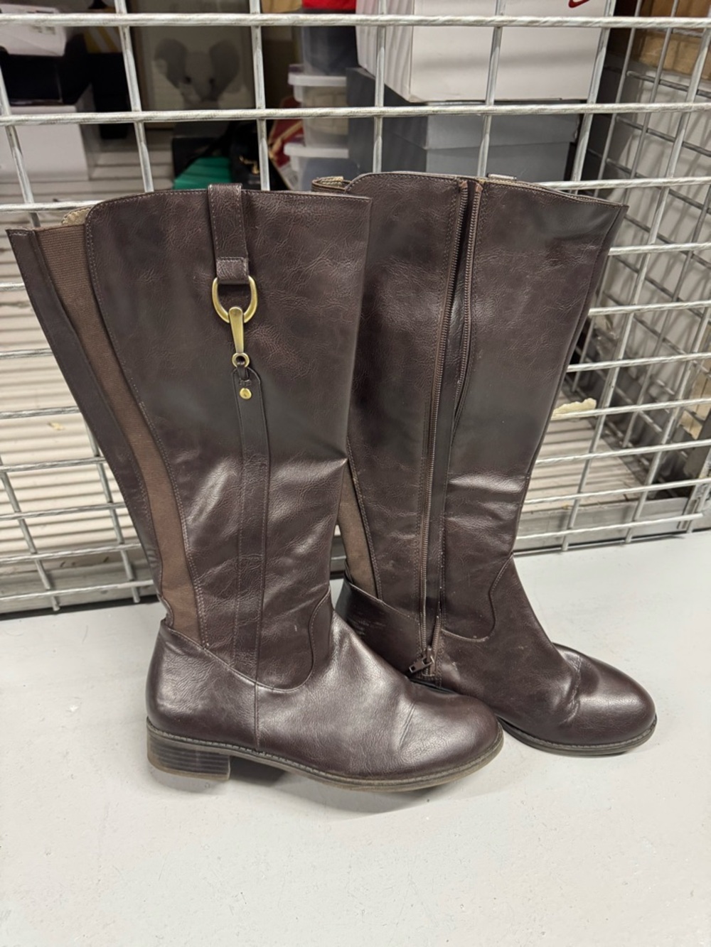 Life Stride Dark Brown Knee-High Heeled Riding Boots